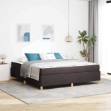 VidaXL Pat cu arcuri Maro &icirc;nchis și Alb 180 x 200 cm țesătură 3398958