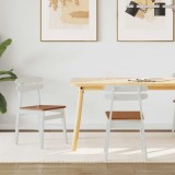 vidaXL Scaun de sufragerie 2 pcs Alb și Natural Lemn Solid de Cauciuc 42020515