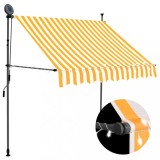 VidaXL Copertină retractabilă manual cu LED, alb &amp; portocaliu, 150 cm