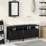 VidaXL Unități de vanitate pentru baie 3 pcs Negru 80 x 30 x 60 cm 3334393