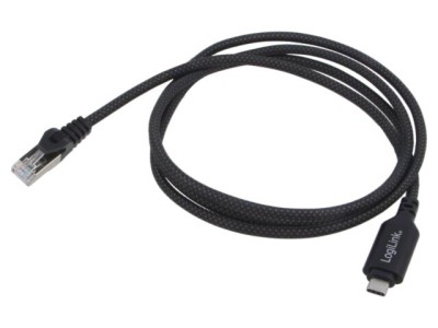 Cablu LOGILINK USB 3.2 USB-C - RJ45 Cat 6 2m negru nichelat foto