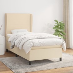vidaXL Pat box spring cu saltea, crem, 80x200 cm, textil 3127762