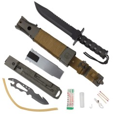 Cutit de vanatoare DEPOX&reg;, Last Survivor, multifunctional, negru 35 cm, teaca inclusa