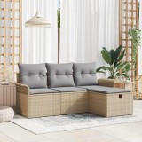Cumpara ieftin Set de canapele pentru grădină cu pernă 4 pcs Bej Rattan poli