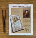 Ziua Culturii Nationale, Mihai Eminescu &quot;Luceafarul poeziei romanesti&quot;, colita dantelata 2014 LP 2010A