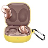 Cumpara ieftin Husa pentru protectia castilor Samsung Galaxy Buds Pro/Galaxy Buds Live, culoarea galben, cu carlig de prindere