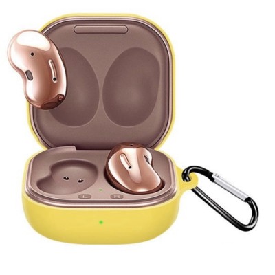 Husa pentru protectia castilor Samsung Galaxy Buds Pro/Galaxy Buds Live, culoarea galben, cu carlig de prindere foto