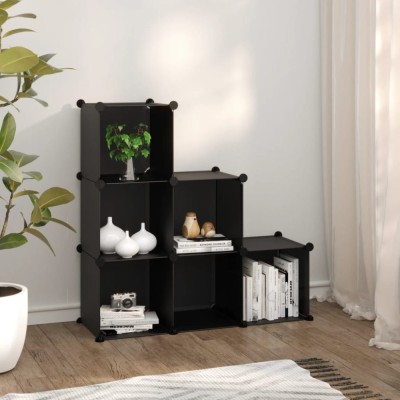 vidaXL Organizator cub de depozitare, 6 cuburi, negru, PP foto