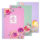 Set 3 Caiete Pukka Pad Blossom A5, Dictando, 140 Pagini, 80g, Culori Roz, Verde, Mov