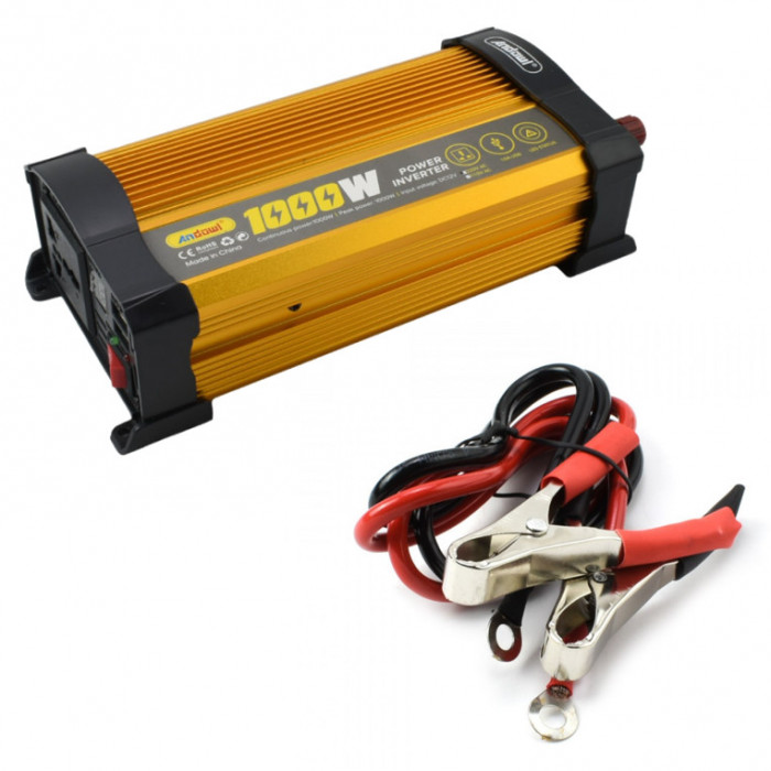 Invertor auto KS1000, 12V, 220V, 1000W