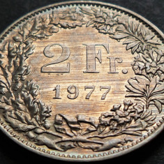 Moneda 2 FRANCI ELVETIENI - ELVETIA, anul 1977 *cod 4702 - PATINA SUPERBA