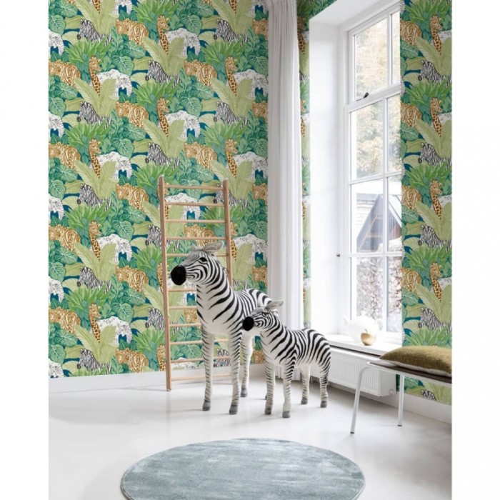 Noordwand Tapet Good Vibes Jungle Animals, verde și negru