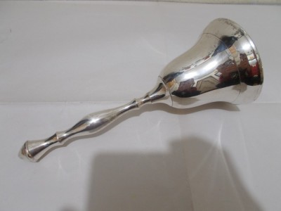 CLOPOT de masa ARGINTAT cu maner demontabil , 22,5 cm , marcat , clopot de mana foto