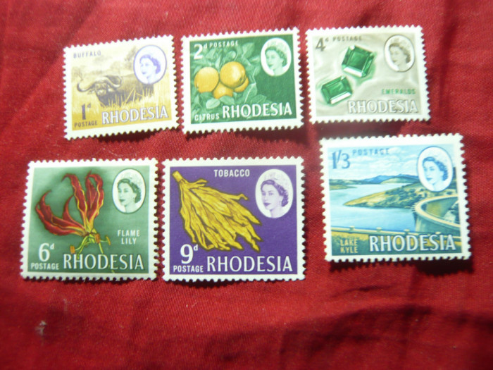 Serie mica Rhodesia 1966 Regina Elisabeta , 6 valori