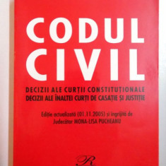 CODUL CIVIL, DECIZII ALE CURTII CONSTITUTIONALE , DECIZII ALE INALTEI CURTI DE CASATIE SI JUSTITIE , 2005