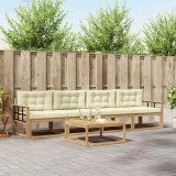 vidaXL Set de canapele de exterior cu pernă 4 pcs Alb și crem 3386034