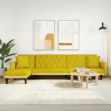 VidaXL Canapea extensibilă &icirc;n formă de L galben 271x140x70 cm catifea