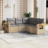 vidaXL Set canapele de grădină cu perne, 5 piese, bej, poliratan 3226801