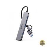 Hub USB / USB-C Orico YSA7-U3 1 x USB-A 3.0 - 4 x USB-A - 2 x USB-C Gri