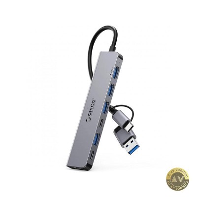 Hub USB / USB-C Orico YSA7-U3 1 x USB-A 3.0 - 4 x USB-A - 2 x USB-C Gri foto