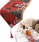 Fata de masa decorativa de Craciun Gxhong, bej/rosu/verde, poliester, 180 x 33 cm