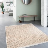 Covor Model RE BORN 21711-260, Marime 80 x 150 cm, Bej, Bumbac reciclat si Polipropilena, Living, Dormitor, Sufragerie, Birou