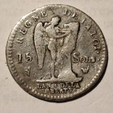 Franța 15 sols 1792 W argint Ludovic XVl