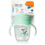 BabyOno Be Active Sippy Cup with Weighted Straw cană pentru antrenament cu pai 6 m+ Koala 240 ml