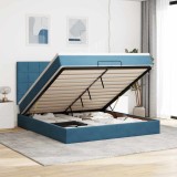 VidaXL Cadru pat otoman cu saltele Albastru &icirc;nchis 180x200cm catifea