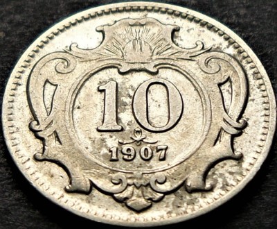 Moneda istorica 10 HELLER - AUSTRIA (Austro-Ungaria), anul 1907 * cod 88 foto