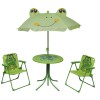 Set bistro pentru copii de gradina, cu umbrela, 3 piese, verde GartenMobel Dekor, vidaXL