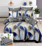 Cumpara ieftin Lenjerie Pat Bumbac Gri cu Elastic 6 Piese (200x230, 180x200) Imprimeu - Husa Pilota, Cearceaf, Fete Perna 55x75, 70x70