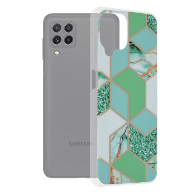 Husa pentru Samsung Galaxy A22 4G - Techsuit Marble Series - Green Hex foto