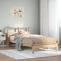 vidaXL Pat cu bibliotecă fără saltea, 100x200 cm, lemn masiv pin 855717