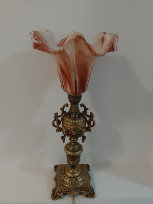 Superb lampadar in stil francez cu talpa din bronz și abajur sticla Murano foto