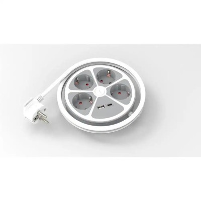 Prelungitor 4 prize 1x USB-A + 1x USB-C 20W cablu 3x1.5mmp 1.4m 3500W alb Technik TPR4W+USB EXTS-4S1.4M/USBC2-THK foto