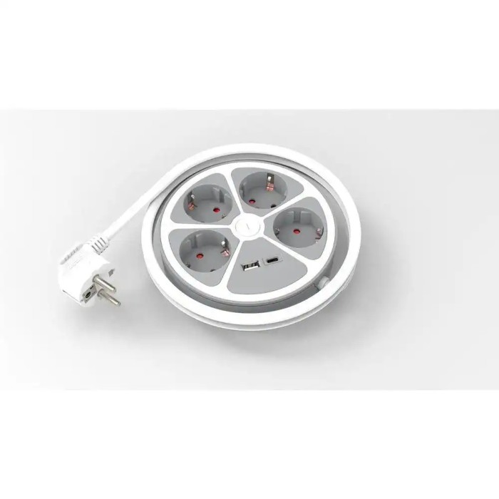 Prelungitor 4 prize 1x USB-A + 1x USB-C 20W cablu 3x1.5mmp 1.4m 3500W alb Technik TPR4W+USB EXTS-4S1.4M/USBC2-THK