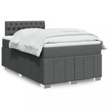 vidaXL Pat box spring cu saltea, gri &icirc;nchis, 120x190 cm, textil 3289315