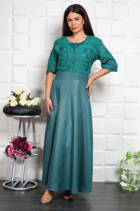 Rochie Lunga Stralucitoare Patricia Verde - 50Marimea