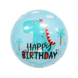 Balon folie rotund HAPPY BIRTHDAY dino 45 cm
