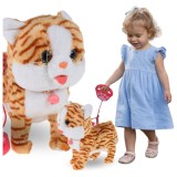 JOC INTERACTIV PENTRU COPII CU PISICUȚĂ PE LESĂ CARE MIUIEȘTE ȘI SE PLIMBĂ, CA CADOU