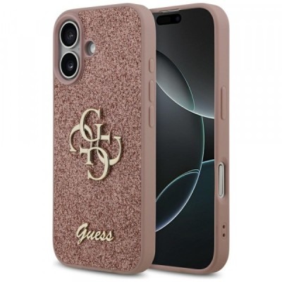 Husa pentru Apple iPhone 17, Guess, Fixed Glitter Big 4G, Roz foto