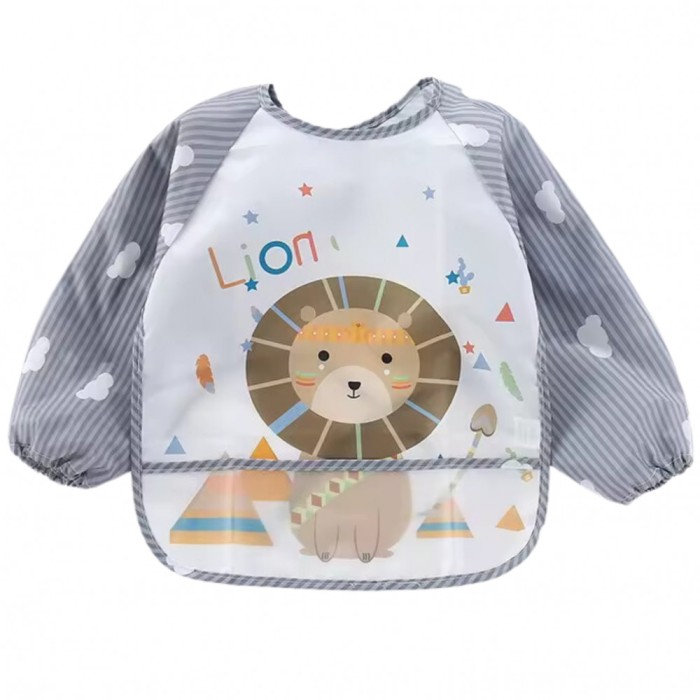 Baveta impermeabila cu maneci lungi si buzunar colector, 6-36 luni, model leu, NippleBaby