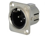 Soclu XLR 3 Pin Argintat 50V 15A, DELTRON