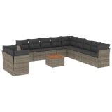 Cumpara ieftin Set canapea de gradina cu perne, 12 piese, gri, poliratan
