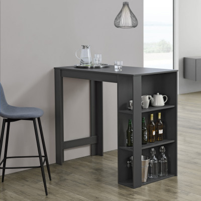 [en.casa] Masa bar Danderyd DG, 120 x 60 x 105,5 cm, PAL melaminat, gri inchis, cu trei rafturi HausGarden Leisure foto