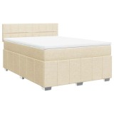 Cumpara ieftin Pat box spring cu saltea, crem, 140x200 cm, textil