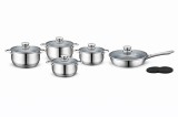 Set vase gatit inox Klaus Lux 12 piese cu capace sticla
