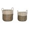 Set de Coșuri Home ESPRIT Alb Negru Natural (2 Piese)