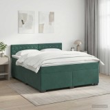 Cumpara ieftin Pat boxspring cu saltea Verde inchis 140 x 200 cm Catifea
